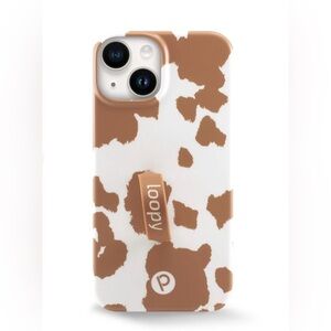 Loopy Case Brown & White Cow Spot iPhone Case with Loop Grip